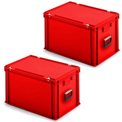 2 Eurokoffer/ Transportkoffer, LxBxH 400x300x330 mm, rot, PP, lebensmittelecht