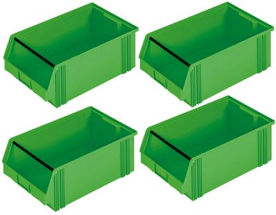 4 XL Sichtboxen Classic FB 2 mit Tragestab, LxBxH 510/450x300x200 mm, grün