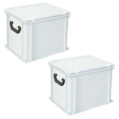 2 Aufbewahrungskoffer/ Kunststoffkoffer, LxBxH 400x300x330 mm, 31 Liter, weiß