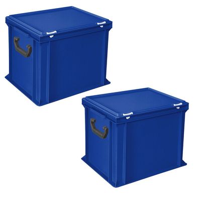 2 Aufbewahrungskoffer/ Kunststoffkoffer, LxBxH 400x300x330 mm, 31 Liter, blau