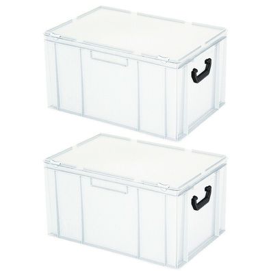 2 Aufbewahrungskoffer/ Kunststoffkoffer, LxBxH 600x400x330 mm, 63 Liter, weiß