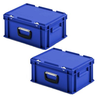 2 Kunststoffkoffer im Euroformat, 1 Tragegriff, LxBxH 400x300x185 mm, blau
