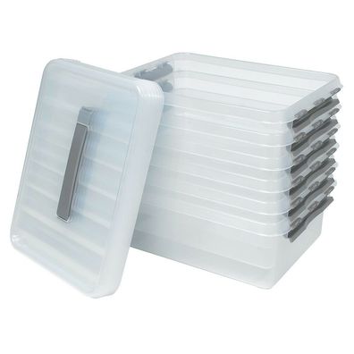 6 Klarsichtboxen mit Clipdeckel, transparent, LxBxH 400x300x140 mm, 12 Liter, PP