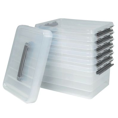 6 Klarsichtboxen mit Clipdeckel, transparent, LxBxH 400x300x180 mm, 15 Liter, PP