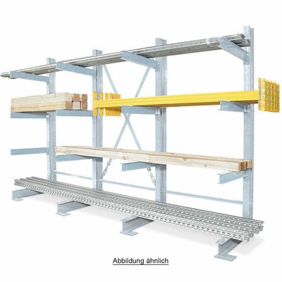 Kragarmregal, verzinkt, einseitig, BxTxH 3100x740x2000 mm, 4 Ebenen