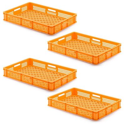 4 Transportbehälter für Backbleche, LxBxH 655x450x120 mm, orange, durchbrochen