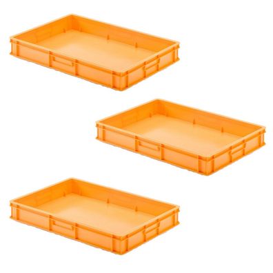 3 Transportbehälter für Backbleche, LxBxH 655x450x100 mm, orange, geschlossen