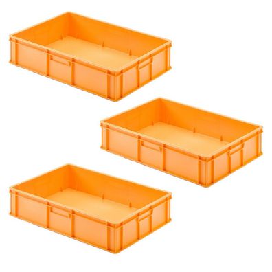 3 Transportbehälter für Backbleche, LxBxH 655x450x150 mm, orange, geschlossen