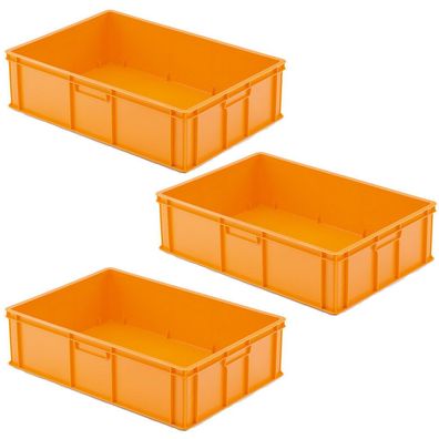 3 Transportbehälter für Backbleche, LxBxH 655x450x190 mm, orange, geschlossen