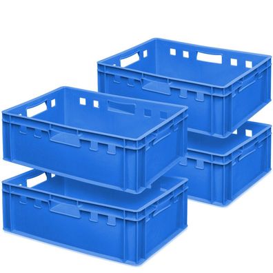 4x Fleischkasten / Eurobehälter E2, blau, LxBxH 600x400x200 mm