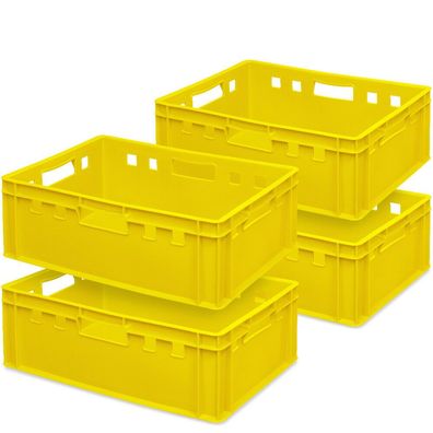 4x Fleischkasten / Eurobehälter E2, gelb, LxBxH 600x400x200 mm