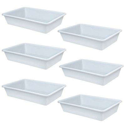 6x Kunststoffwanne 14 Liter, LxBxH 500x340x110 mm, umlaufender U-Rand, weiß