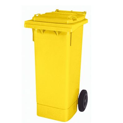 Mülltonne nach EN 840 und RAL-GZ 951/1, 80 Liter, gelb, BxTxH 445 x 520 x 930 mm