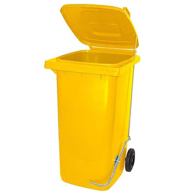 Mülltonne, Inhalt 80 Liter, gelb, mit Fußpedal zur Deckelöffnung