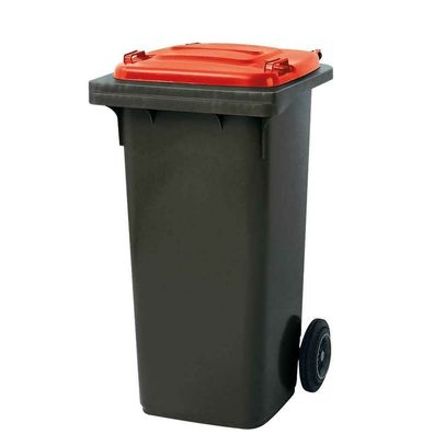 120 Liter MGB, Mülltonne Abfalltonne, grau mit rotem Deckel