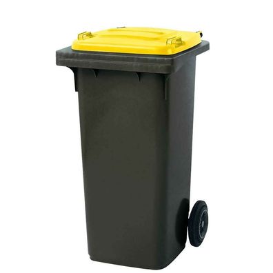 120 Liter MGB, Mülltonne Abfalltonne, grau mit gelbem Deckel