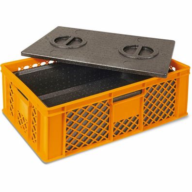 Eurobehälter mit EPP-Isolierbox, LxBxH 600 x 400 x 230 mm, 20 Liter, orange