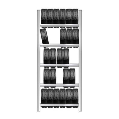 Reifenregal 5 Reifenebenen, verzinkt, Stecksystem, BxTxH 1280x425x3000 mm