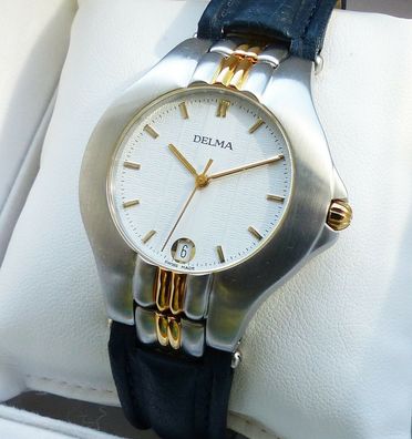 Schöne DELMA Classic Curvex Saphire bicolor Herren Luxus Armbanduhr