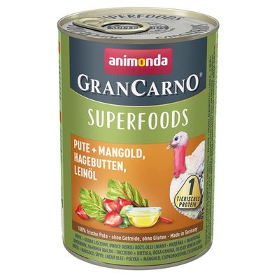 animonda¦ GranCarno Adult - Superfood Pute & Mangold - 6 x 400g¦nasses Hundefutt...