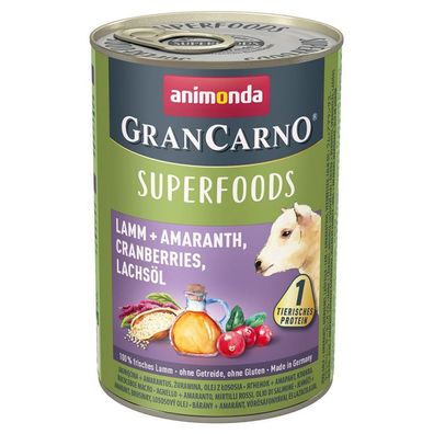 animonda ¦GranCarno Adult - Superfood Lamm & Amaranth - 6x 400g¦ nasses Hundefut...