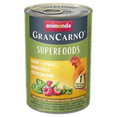 animonda ¦ GranCarno Adult - Superfood Huhn & Spinat - 6x 400g¦ nasses Hundefutte...