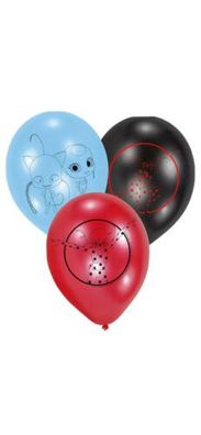 Ladybug-Luftballons Party-Deko 6 Stück schwarz-rot-blau 22,8cm Neu