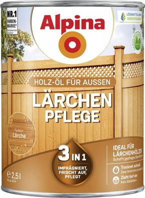 Alpina Holz-Öl für Außen Gartenholz Pflege 3in1 Lärche 2,5 L