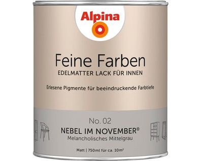 Alpina Feine Farben Lack, edelmatter Lack für Innen, No. 02 Nebel im November 75