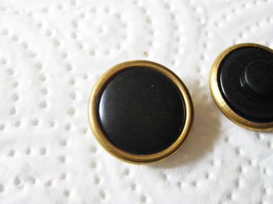 1Kunststoffknopf Knöpfe schwarz mit gold 18x6mm Öse Nr 4041