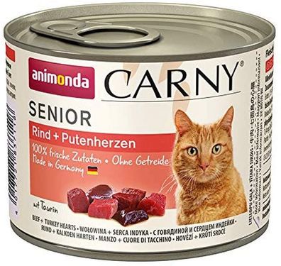 animonda ¦ CARNY Senior - Rind & Putenherzen - 6 x 200 g ¦ nasses Katzenfutter in ...