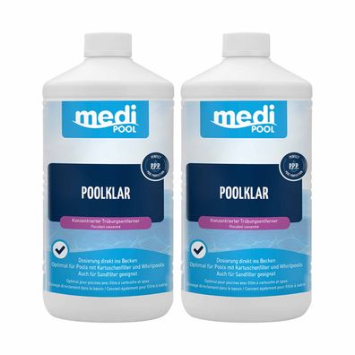 mediPOOL PoolKlar 2x 1l, Trübungsbeseitiger Klareffekt Wasserpflege Poolreiniger
