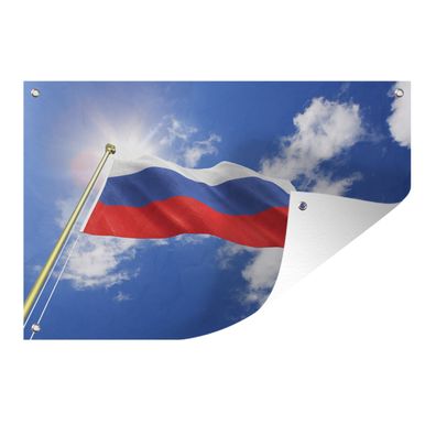 Gartenposter - Die Flagge von Russland weht in der Luft - 120x80 cm - Gartendeko