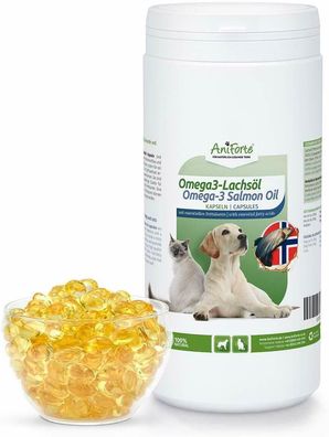AniForte Lachsöl Kapseln 500 Stk. - Omega 3- Naturprodukt für Hunde und Katzen