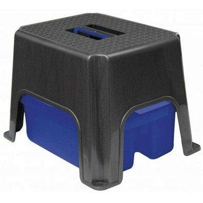 Haas "Tritt-Box" Putzbox Tritthocker mit Aufbewahrungsbox schwarz blau Praktisch