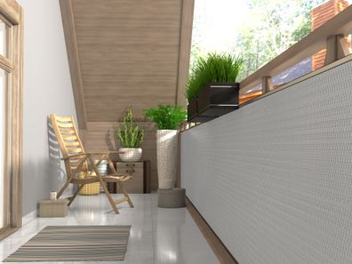 Polyrattan PVC Sichtschutz Matte 300x90 Balkon Zaun Windschutz Garten grau