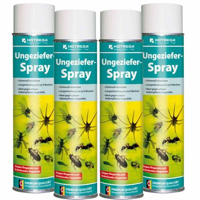 Hotrega Ungeziefer Spray Insekten Spray Mücken Insektenvernichter Spray 4x 600ml