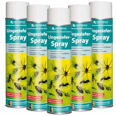 Hotrega Ungeziefer Spray Insekten Spray Mücken Insektenvernichter Spray 5x 600ml