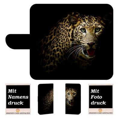 Schutz Hülle Tasche für Samsung Galaxy S10 Plus Handy mit Leopard + Fotodruck