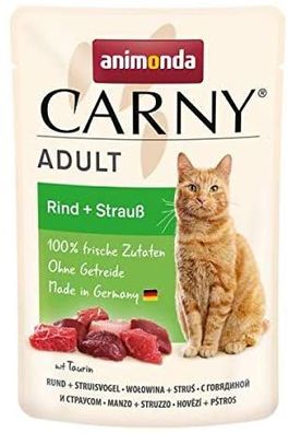 animonda ¦ CARNY Adult - Rind & Strauß - 12x 85g ¦ nasses Katzenfutter im Pouchb...
