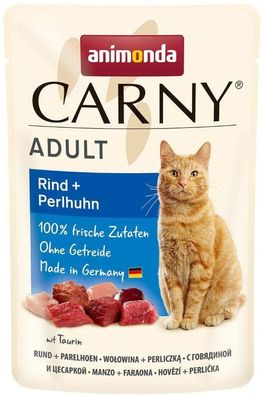 animonda ¦ CARNY Adult - Rind & Perlhuhn - 12 x 85g ¦ nasses Katzenfutter im Pouch...