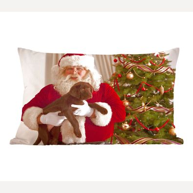 Zierkissen - Sofakissen - Dekokissen - 50x30 cm - Der Weihnachtsmann mit einem braune