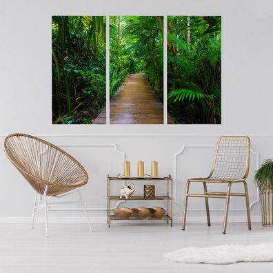 Leinwand Bilder SET 3-Teilig BRÜCKE im Wald LAND 3D Wandbilder xxl 2094