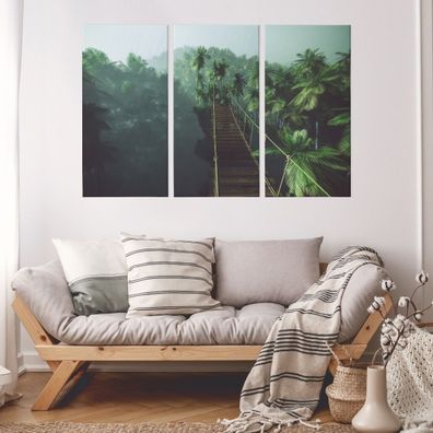 Leinwand Bilder SET 3-Teilig Haengebruecke im Dschungel 3D Wandbilder xxl 2099