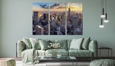 Leinwand Bilder SET 3-Teilig 3D-Panorama von New York City Wandbilder xxl 2139