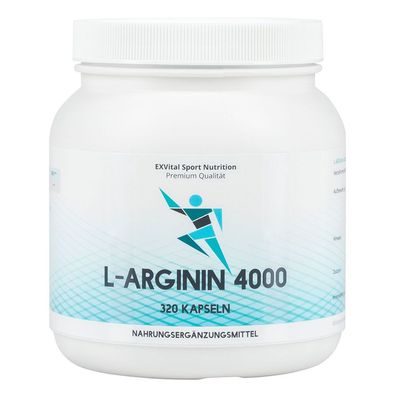 L-Arginin 4000 hochdosierte Arginin Kapseln von EXVital Sport Nutrition, 320 Kapseln