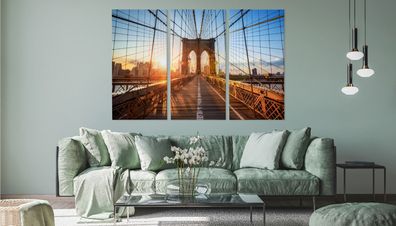 Leinwand Bilder SET 3-Teilig Brooklyn Bridge 3D-Panorama Wandbilder xxl 2154