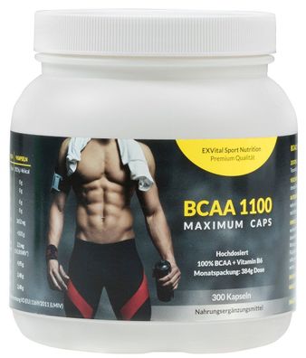 BCAA Kapseln 1100 Maximum Caps von EXVital Sport Nutrition, 300 Kapseln