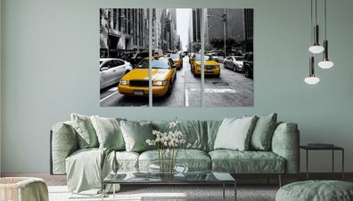 Leinwand Bilder SET 3-Teilig Amerika gelbes Taksi 3D-Dekor Wandbilder xxl 2169