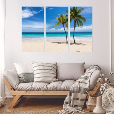 Leinwand Bilder SET 3-Teilig Karibik Palm Beach Dekor 3D Wandbilder xxl 2199